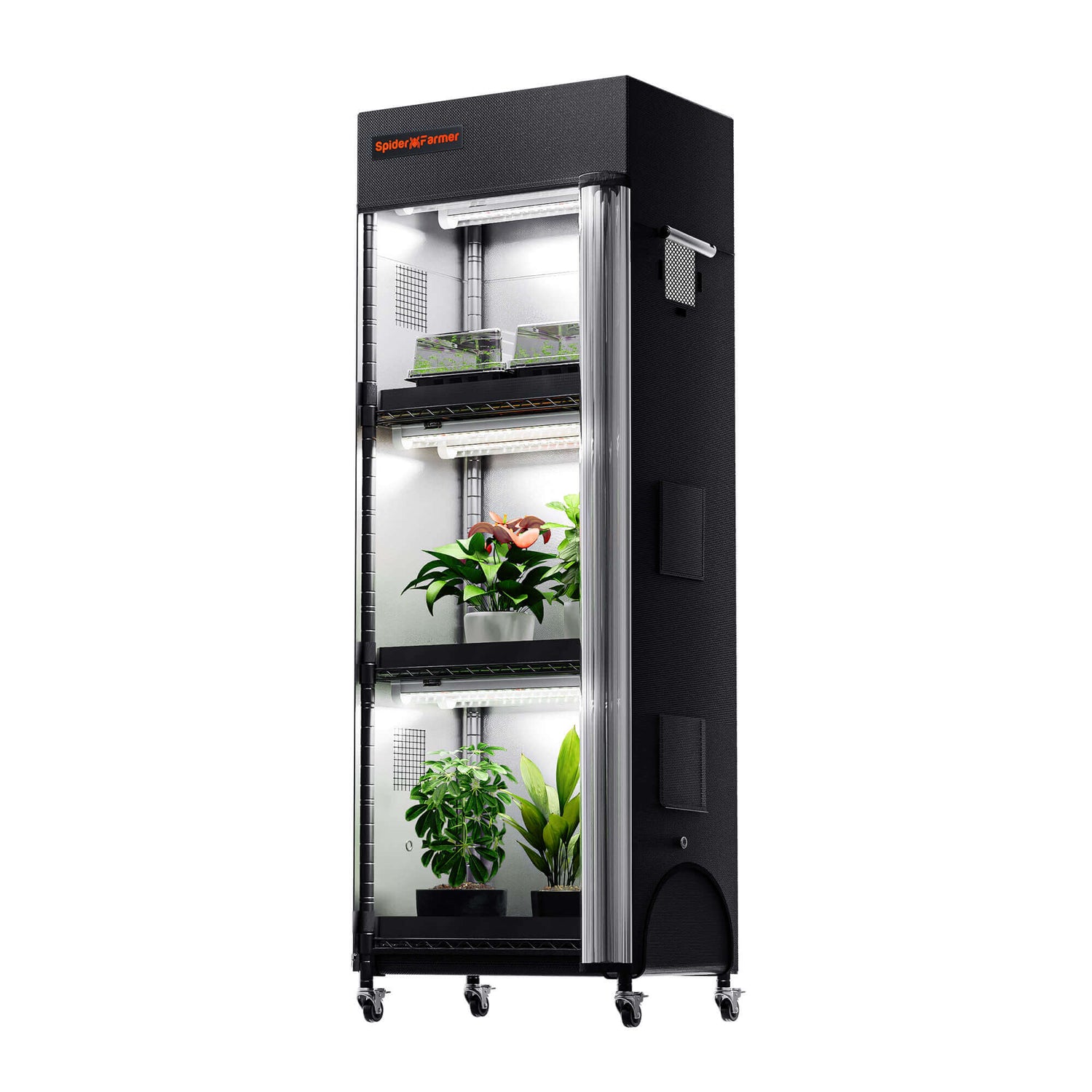 Spider Farmer 4 Tier Plant Stand + 6 x 9W LED Light Bars + 1' x 1' 4" Grow Tent Kit