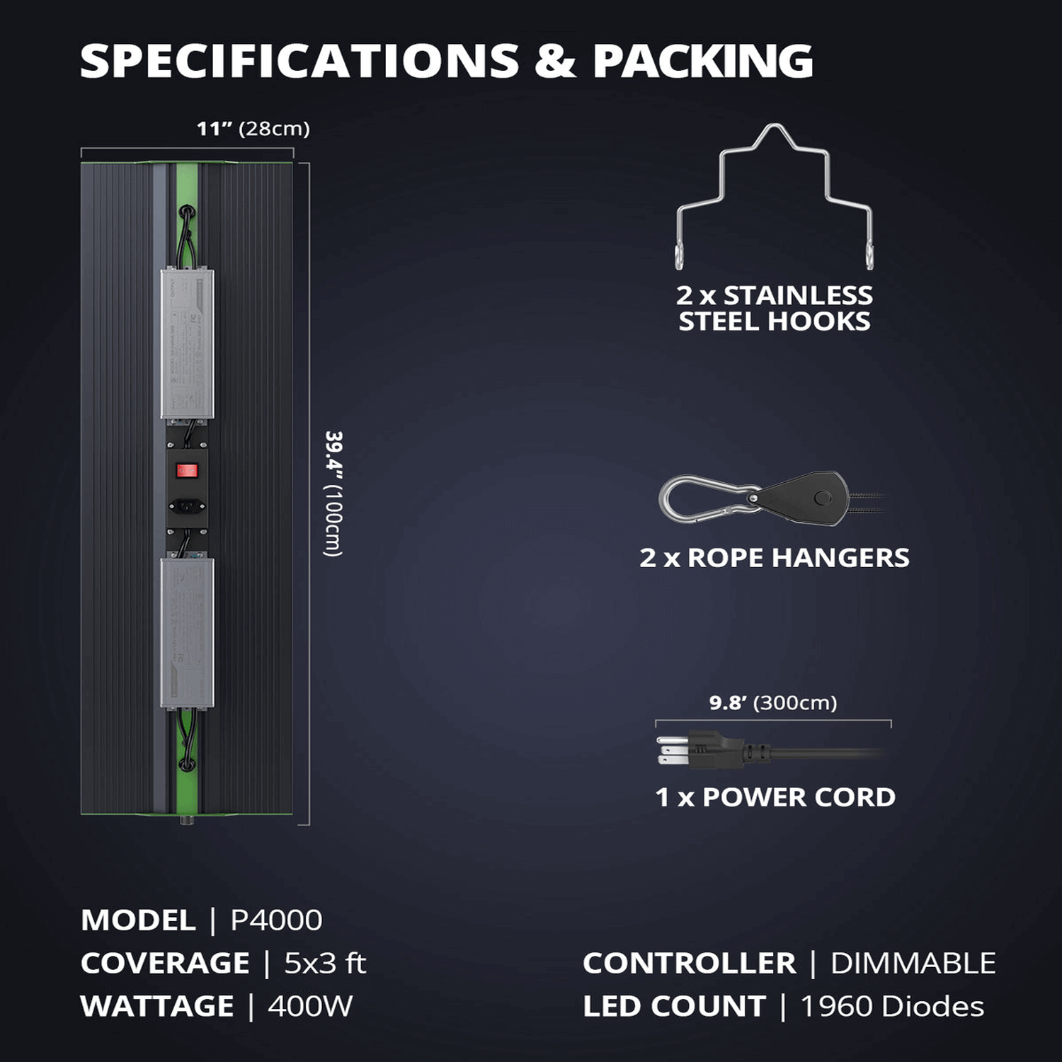 ViparSpectra P4000 400W Infrared Full Spectrum LED Grow Light